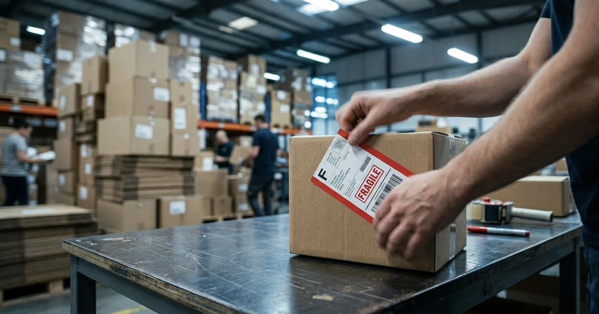 Illustration representing shipping boxes, returns, and tax calculation for an online store