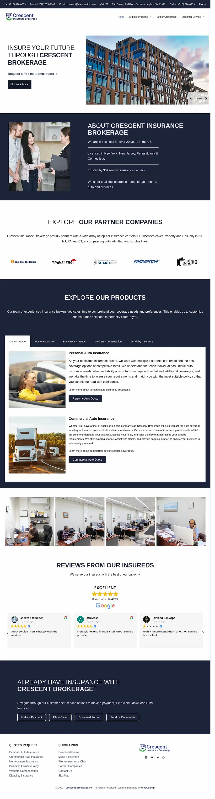 Crescent Insurance NY website preview