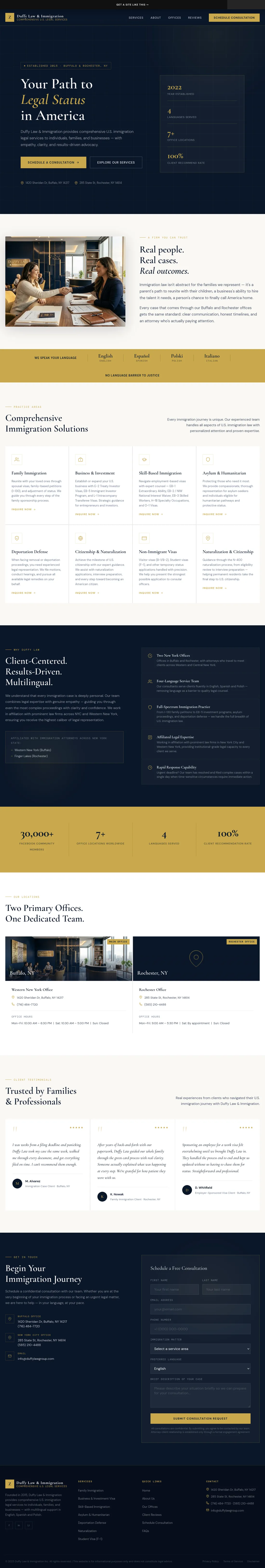 Duffy Law & Immigration concept site preview