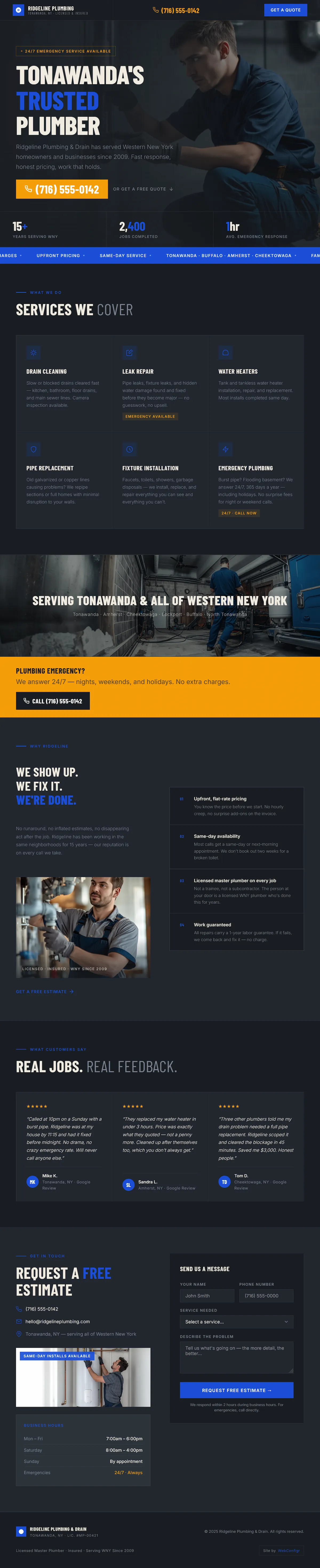 Ridgeline Plumbing & Drain concept site preview